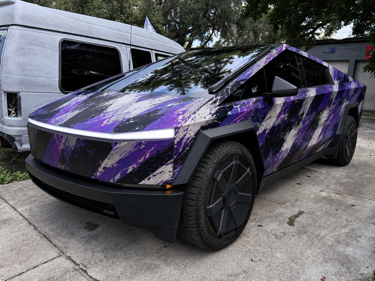 Cybertruck Purple Distressed Wrap